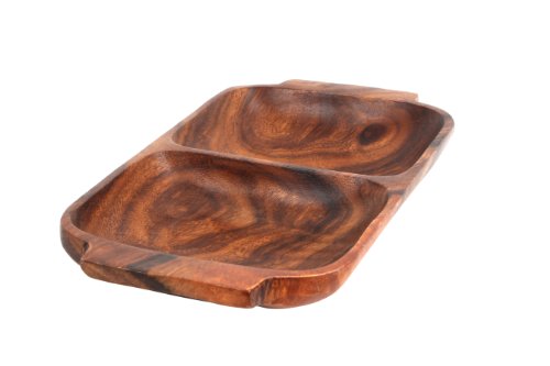 Premier Housewares 2 Section Rectangle Serving Dish with Handles, 4 x 32 x 18 cm - Acacia Wood, Brown - Image 6
