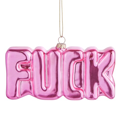 BUTLERS Hang ON Weihnachtsbaumkugel Fuck pink 10cm Glas | lustiger...
