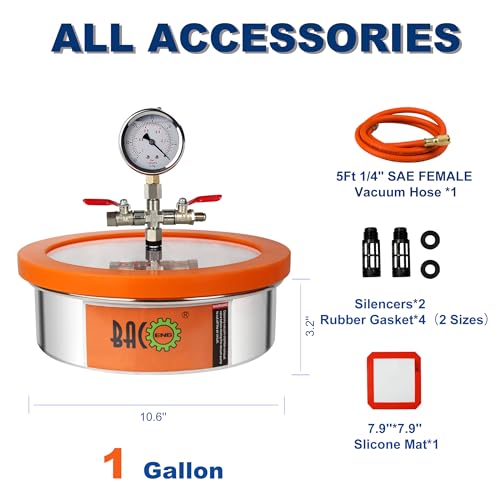 Bacoeng P0120-1 Gallon Flat Vacuum Chamber Silicone Kit thumb #1