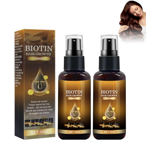 KUIRUNRX® Suero de crecimiento del cabello,2 Unidades Biotina 30ML, Suero De Crecimiento Del Cabello, Para Anticaida De Cabello y Crece Pelo, Para Acelerar el Crecimiento del Cabello