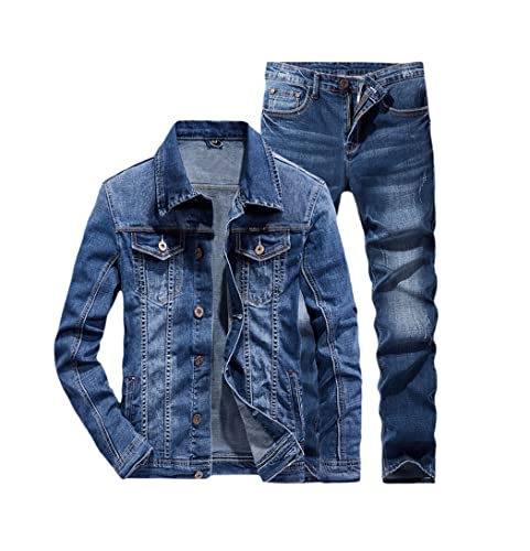 Ensemble jeans hommes pour un total look bleu coordonné sans effort avec veste XL et jean 34
