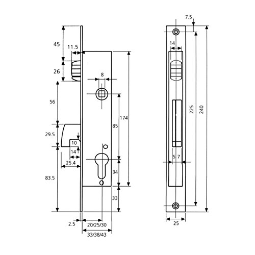 Tesa Assa Abloy - Lock with Metallic Profiles, 2246203AI, With Shield, Entrada 20 mm - Image 2