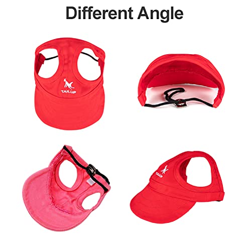 Image of HDKUW Dog Hat with Ear Holes, Dog Baseball Outdoor Cap, Adjustable Summer Travel Sport Hat for Small Medium Dogs Red XL