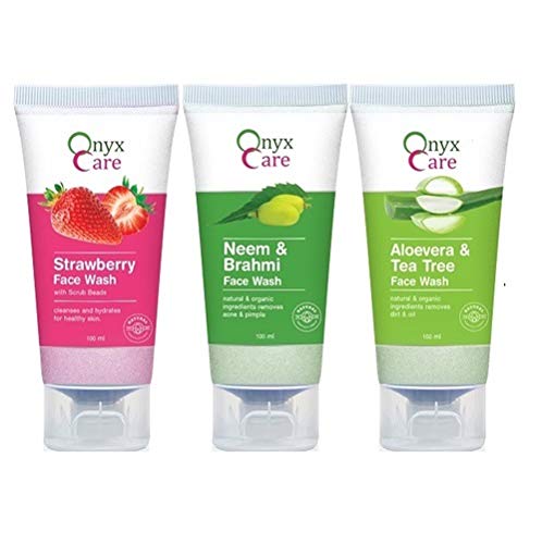 Onyx Care Stwarberry (1 Pc) +Neem & Brahmi(1 Pc) + Aloevera(1 Pc) (Combo Pack of 3 Facewash of 100ml each)