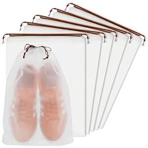 KLASIT Shoe Bags for Travel,15.7 x 11.8 inches,5pack | Large Waterproof Portable Drawstring Clear Shoe Bags,Travel Essentials for Men and Women