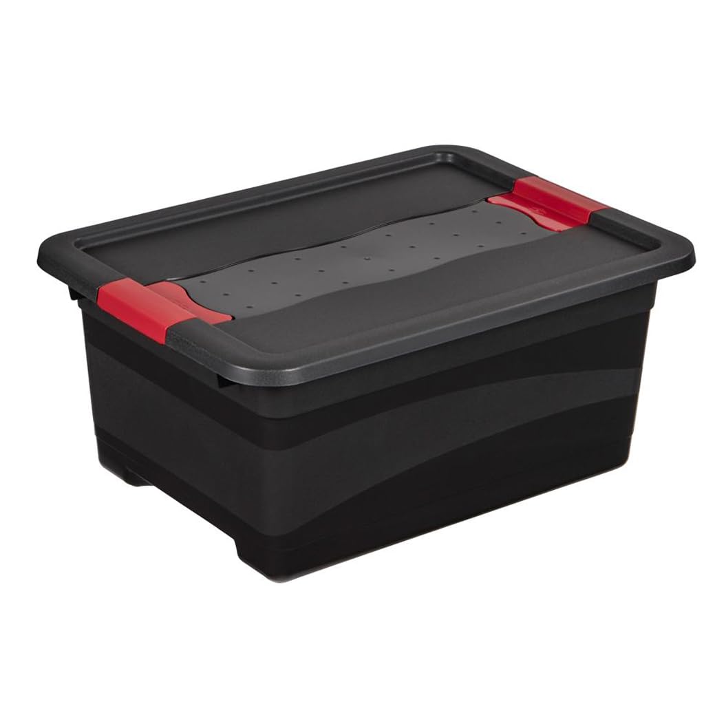 keeeper - Contenedor de Transporte con Tapa y Cierre Deslizante, Extra Robusta, 39.5 x 29.5 x 17.5 cm, 12 l, Eckhart, Gris Grafito