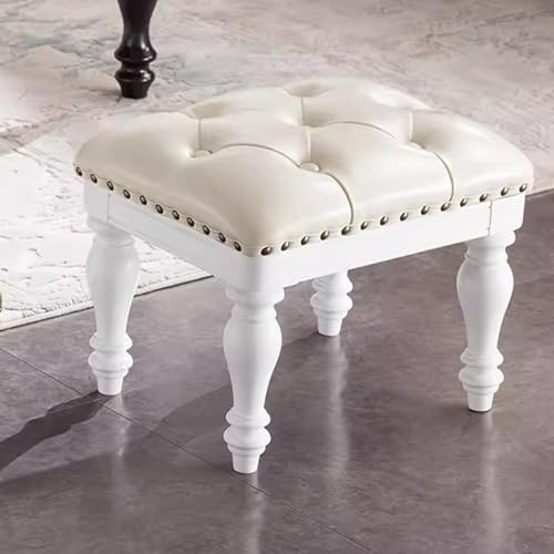 Repose-pieds en cuir confortable et tabouret de canapé rembourré en bois marron