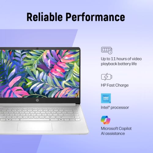Image of HP 14 inch HD Laptop, Intel N150, 4GB RAM, 384GB Storage (128GB UFS + 256GB SD Card), 720p Webcam, Slim Design, WiFi 6, Student Business Computer, 1 Year Office 365, Win 11 Home S, Natural Silver