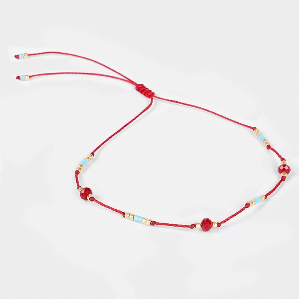 RWRAPS Cavigliere con perline per donna Bracciale cavigliera da spiaggia regolabile intrecciato a mano Gioielli con perline colorate per ragazze, donne