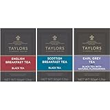 Taylors of Harrogate Black Tea Variety Pack, Individually Wrapped Bags, English Breakfast, Scottish Breakfast, Earl Grey 20 Count (Pack of 3), Caffeinated, Enjoy Hot or Iced, 60 Teabags