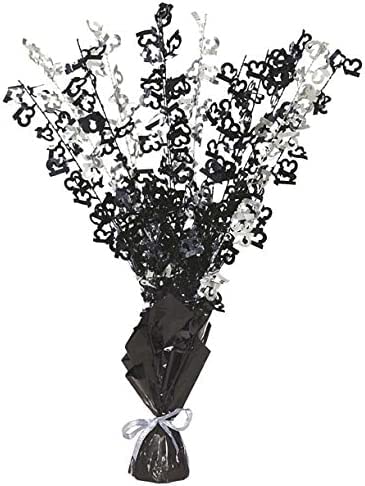 Party Buz WE VALUE YOUR TRUST Pink/Blue/Black Birthday Balloon Weight Spray Centrepiece - 43cm, (13th Black & Silver)