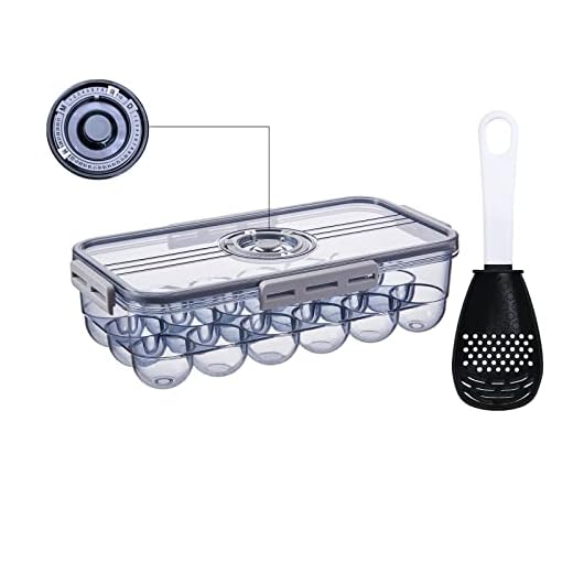 JMSWENJUAN Egg Holder|Clear Egg Tray Storage Box with Lid and special buckle,Stackable PET Plastic Refrigerator Organizer Bins,Eggs Containers 18 Egg Tray- Smoke Gray