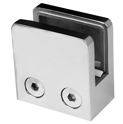 Pinza cuadrada para vidrio de 8-10 mm en acero inoxidable AISI 316 con base plana pack de 4 2