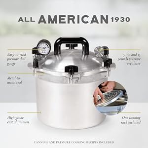 All American 1930 105qt Pressure CookerCanner The 910 Exclusive Metal to Metal Sealing System Easy to Open Close Suitable for Gas Electric or Flat Top Stoves Made in the USA