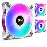 PWM RGB Case Fans, GIM White 120mm 3 Pack DIY PC Fan, Quiet Computer Cooler, 3 Pin 5V ARGB Addressable Motherboard SYNC Cooling Fan with Replaceable Strap and Lighting Controller(CF-P20)