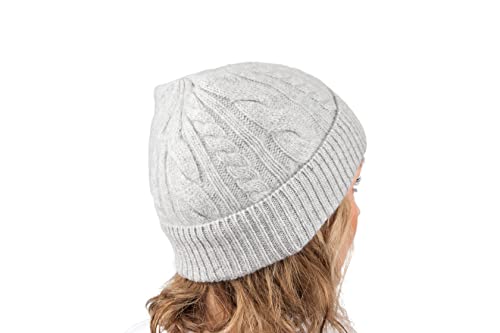 Fair Goods 100% Cashmere Beanie Hats For Men, Ribbed And Cable Knit Winter Hat, Rugged, Classic, Fisherman Cap, Light Grey #TOP4