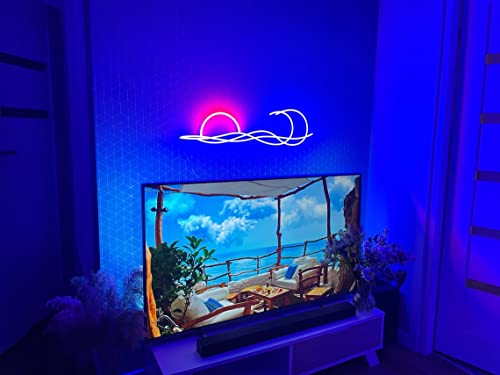 Image of LED Decorative Lights USB Mountains Sunrise Sunset Led Neon Signs Home Decoration Wall Art Holiday Gift Brightness Adjustable 16.5''x9.5''