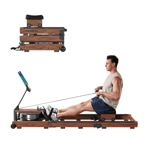 Kingsmith WR3L Foldable Water Rowing Machine for Home Gym, Tri-Fold Compact Design, Full Body Workout Rower with LCD Display, Space Saving Fitness Equ