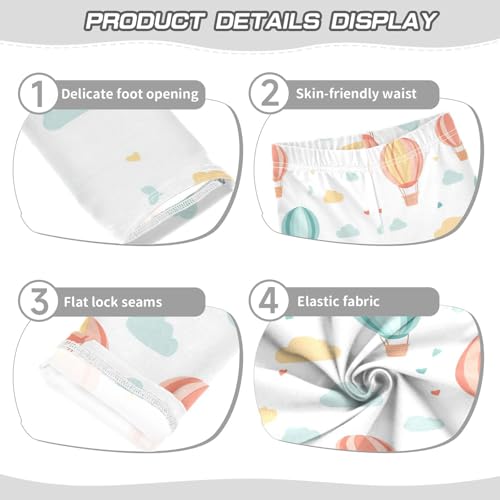 Hot Air Balloons Girls' Leggings Toddler Doodles Clouds Kids Yoga Pants Dance Active Tights 4T3