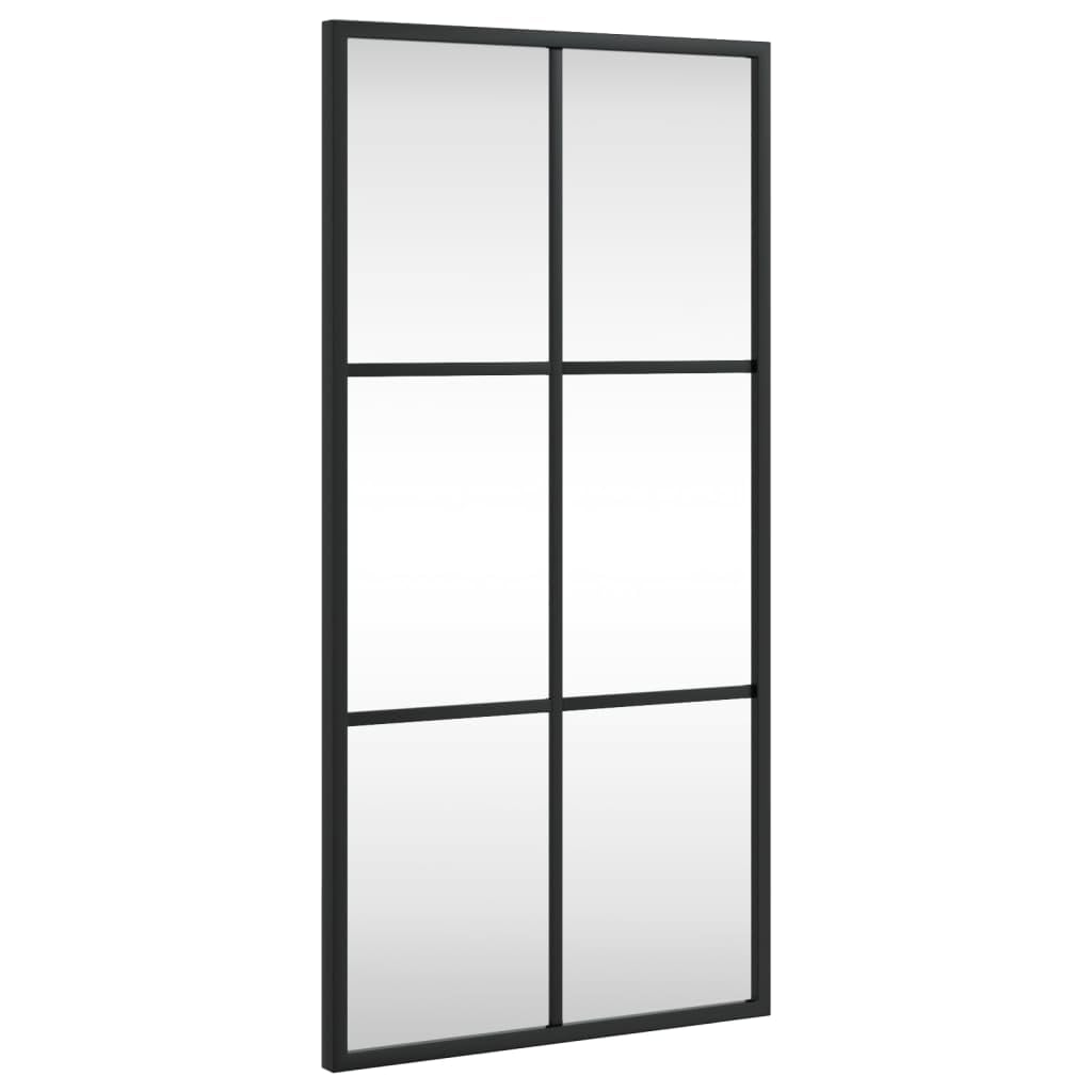vidaXL Wall Mirror, Makeup Mirror with Steel Frame, Wall-mounted Hanging Mirror for Bathroom Living Room Decoration, Black Rectangle Iron