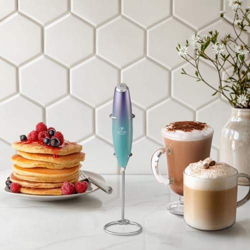 ZK Milk Frother OG w Stand - Purple-Teal Blend - 4B — view 5