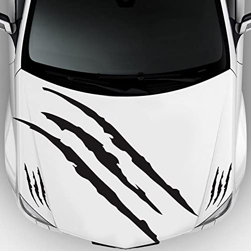 Image of Car Decals Claw Mark Stickers to Cover Hood Headlights Scratches, Modified Cars /Vans /SUVs /Trucks, Pack of 3 (Black)