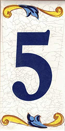TORO DEL ORO Números casa. Numeros y Letras en azulejo. Calca cerámica. Estilo craquelé. Nombres y direcciones. Diseño Craquelé Grande 7,5x15 cms (Número cinco '5')