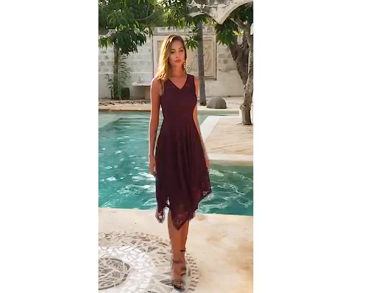 Abito Vintage Donna Anni '50, Floreale Con Scollo A V, Vita Bassa, Gonna A Campana, Midi, Per Cocktail E Feste (S-XXL)