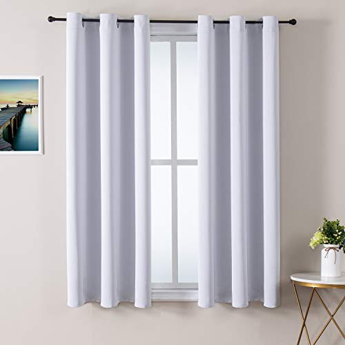 Image of ChrisDowa Grommet Room Darkening Curtains for Bedroom and Living Room - 2 Panels Set Thermal Insulated Blackout Curtains (Greyish White, 38W x 54L)