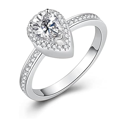 925 Sterling Silver Teardrop Urn Rings Hold Loved Ones Ashes, CZ Cremation Memorial Ring Keepsake Jewelry for Women, 8 UK, Metal, Cubic Zirconia Cover