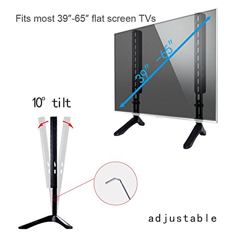 Universal TV Stand for 39-65” - Drsn Flat TV Stand Legs Loading Capacity 99.2 lbs - Pedestal Feet Wall Mount for General TV Vesa as Vizio TCL Sony LG Samsung TV Stands for Desk Top Wall Mounting Black