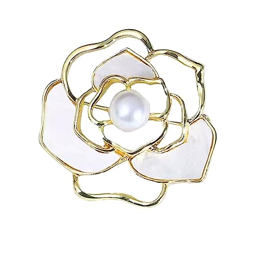 Image of Fashion Rhinestone Flower Brooches Pins Cute Pearl Crystal Floral Lapel Pin Brooch Costume Decorate Jewelry for Women Gril Gift