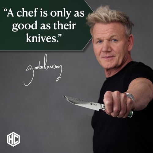 HexClad Steak Knife Set, 4-Pieces Damascus Stainless Steel Blades, Full Tang Construction, Pakkawood Handles - Image 2