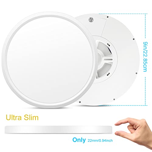 LightingWill 8.9 Inch LED Flush Mount Ceiling Light Fixture, 2800K Warm White, 1800LM, 18W, Flat Modern Round Lighting Fixture, 180W Equivalent White Ceiling Lamp for Kitchens, Bedrooms.etc.