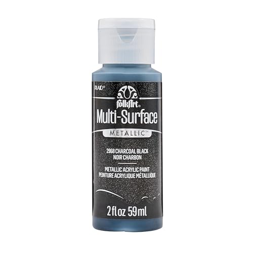 Image of FolkArt multisurface metallic paint, 2 oz, Charcoal Black