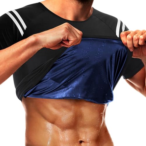 YNPQTDS Chaleco para sauna, camiseta de sauna, traje de sauna de manga corta para hombres, moldeador de cuerpo, deporte, gimnasio, camiseta de tirantes para gimnasio, fitness, promueve la sudoración y