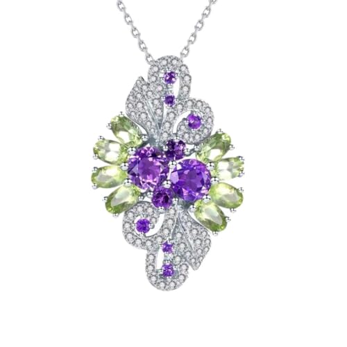 Collier en améthyste véritable et argent massif de haute qualité