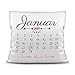 Kissen Kalender selbst gestalten - mit anpassbarem Jahrestag - mit Namen & Datum bedrucken - Geschenk Valentinstag, Liebe, Jahrestag, Fotokissen Polyester inkl. Füllung - Weiß, 40x40 cm