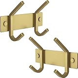 Paquete de 2 percheros pequeños de pared dorado cepillado, toallas
