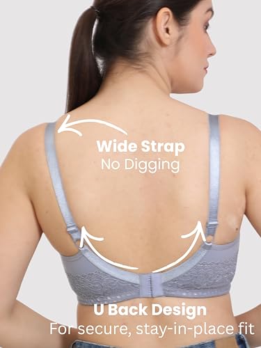 Image of GLAMORAS Women Cotton Spandex Non Padded & Non Wired Minimizer Everyday Bra| Structured for Bounce Control with Full Coverage & Broad Side Wings Prevents Side Spillage