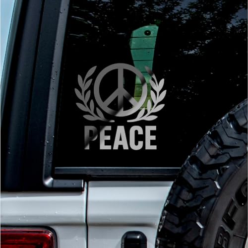 2 Pcs - No Background - Waterproof Car Sticker Decal of Serene Peaceful Imagery for Tranquil Spaces - Uplifting Vibes and Harmony (Metallic Silver, 5.1'' x 4.8'') |k68612SI