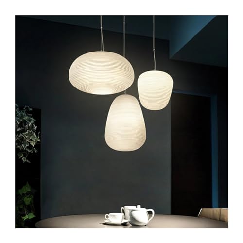 Suspensions en verre blanc lustre léger de cuisine et table à manger chic - 5