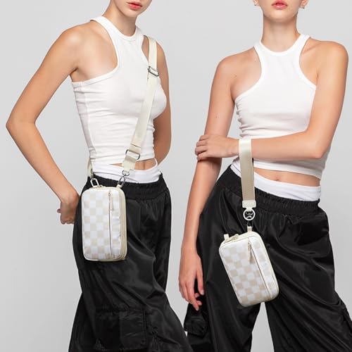 fodoko wristlet wallets for women rfid crossbody bag nylon quilted wallet with 4 zipperstravel credit cardholder cell phone