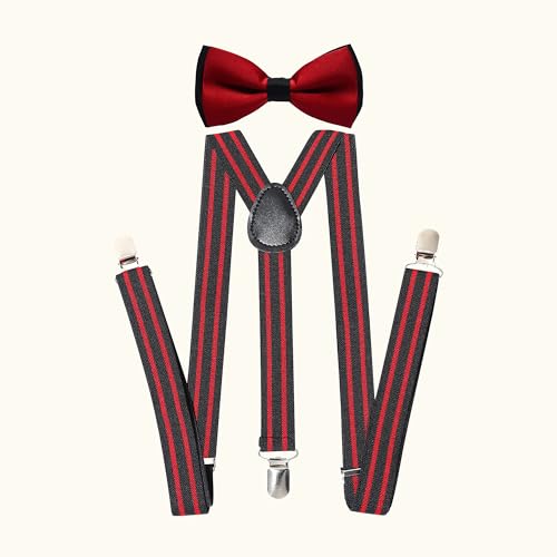 Image of BABEYOND 1920s Mens Gatsby Gangster Accessories Set Panama Hat Suspender Bow Tie
