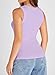 Dokotoo Women's Athletic Ribbed Tank Top - Low Cut, Slimming, Sleeveless Activewear - Purple, Large