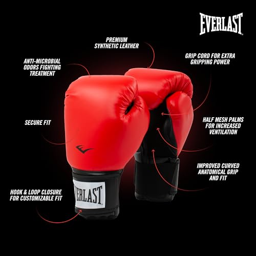 Image of Everlast Prostyle 2 Boxing Gloves, Entry Level Training Gloves for Men and Women, Secure Fit Hook and Loop Closure & Ventilation, Heavy Bag & Speedbag Training