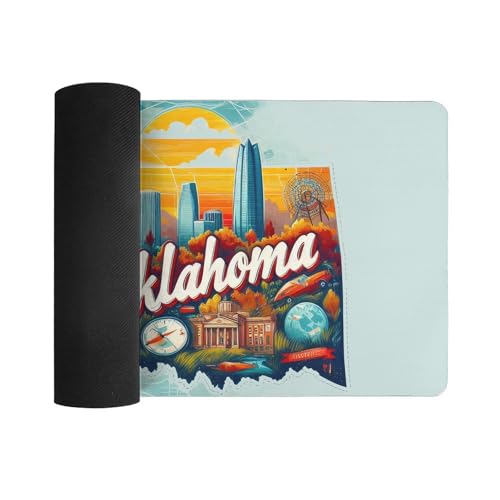 Image of Oklahoma Extended Gaming Mouse Pad, with Stitched Edges Large Mouse Pad Desk Protector, Rubber Base Mousepad Keyboard Mouses Mat for Work Game Office Home- 32 inch X 16 inch Inch