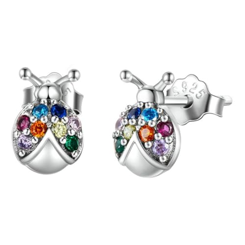 Pendientes de mariquita en plata ley S925 con acabado de alta joyería