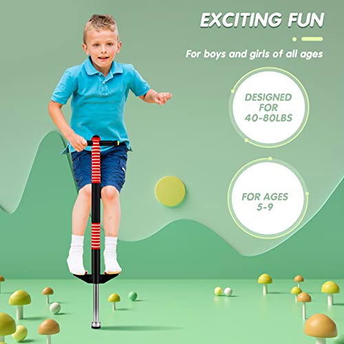 Meooeck 2 Pcs Bounce Pogo Stick For Kids Age 5 And Up, 40 To 80 Pounds, Foam Jolt Pogo Jumper For Body Balance Exercise (Green And Red) #TOP2