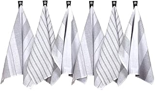 Homy Textiles Pack of 6 Pieces Recycled Cotton Sustainable Tea Towels 50 x 70 cm Super Absorbent after first wash and Fast Drying Yarn Dyed Woven Kitchen Towels (GREY)